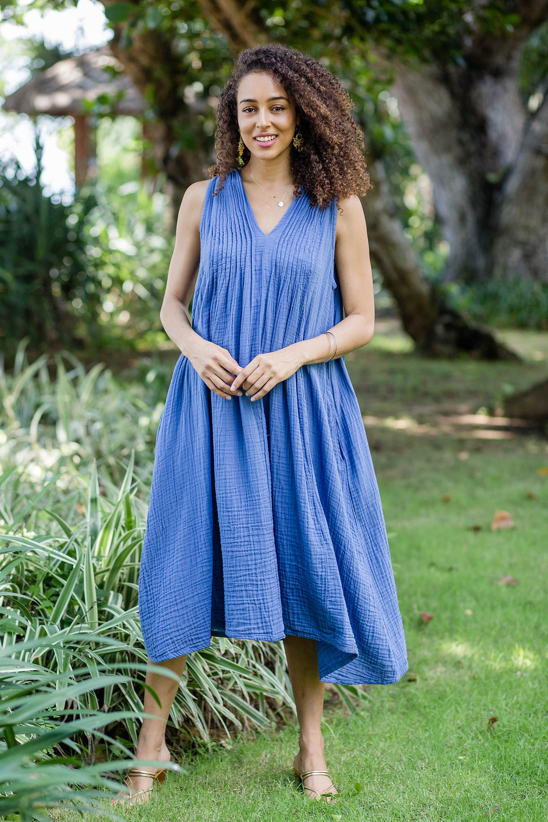 Sleeveless Cotton A-Line Dress - Day Off