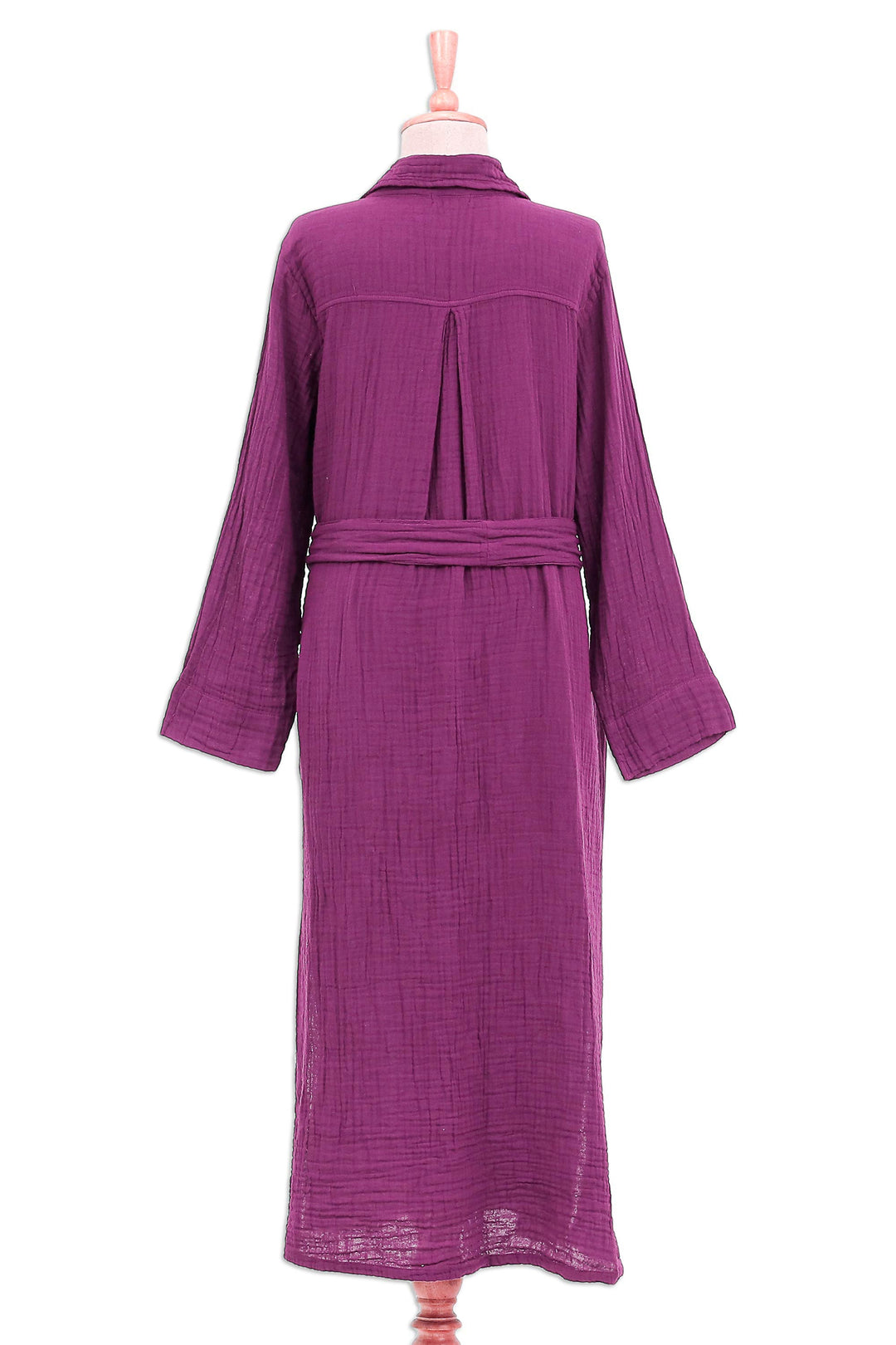 Handmade Belted Cotton Shirtwaist Dress from Thailand - Street Smarts in Mulberry