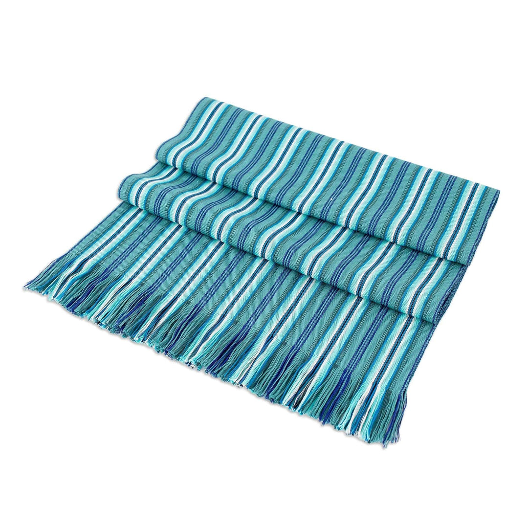 Striped Blue Table Runner - Tecpan Tradition