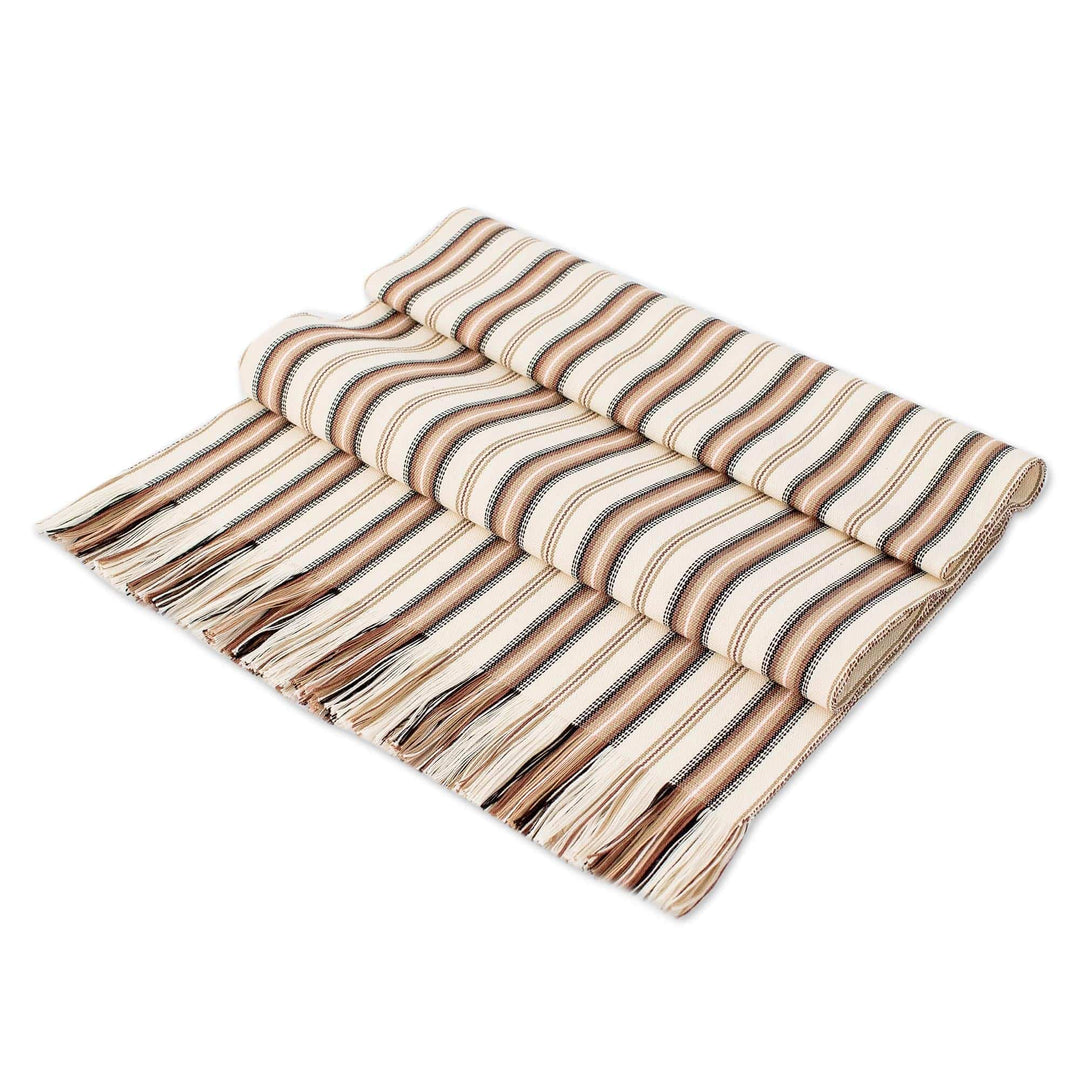 Striped Cotton Table Runner - Nutmeg Stripe