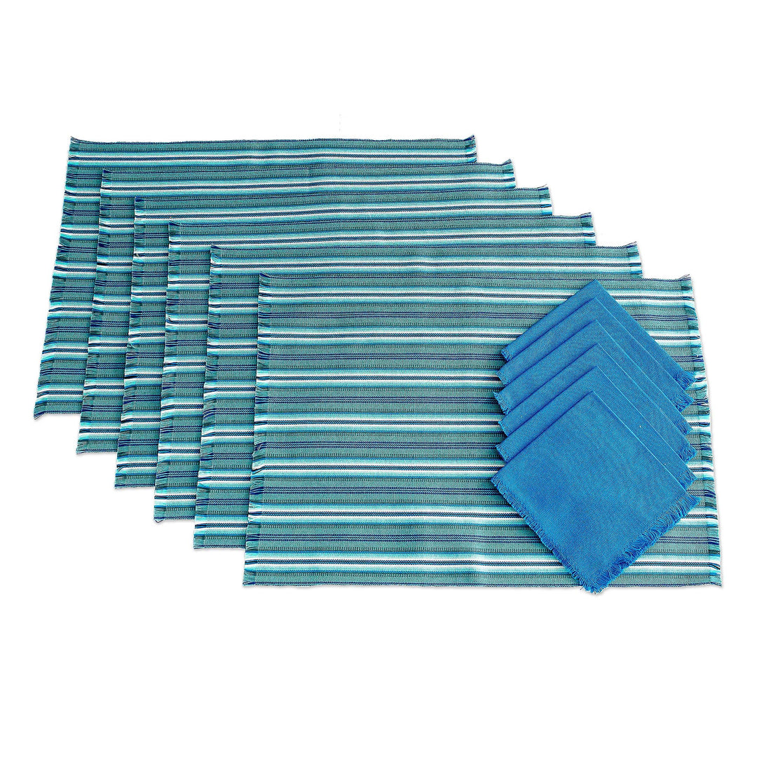 Blue Table Linen Set (Set for 6) - Tecpan Tradition