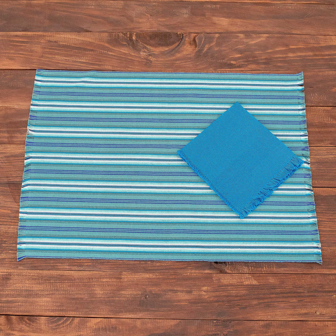 Blue Table Linen Set (Set for 6) - Tecpan Tradition