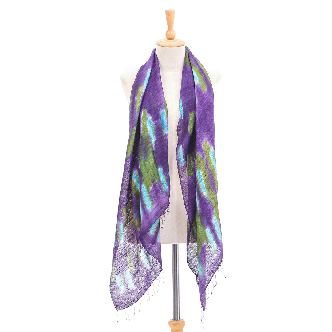 Handmade Batik Silk Scarf from Thailand - Vivid Night