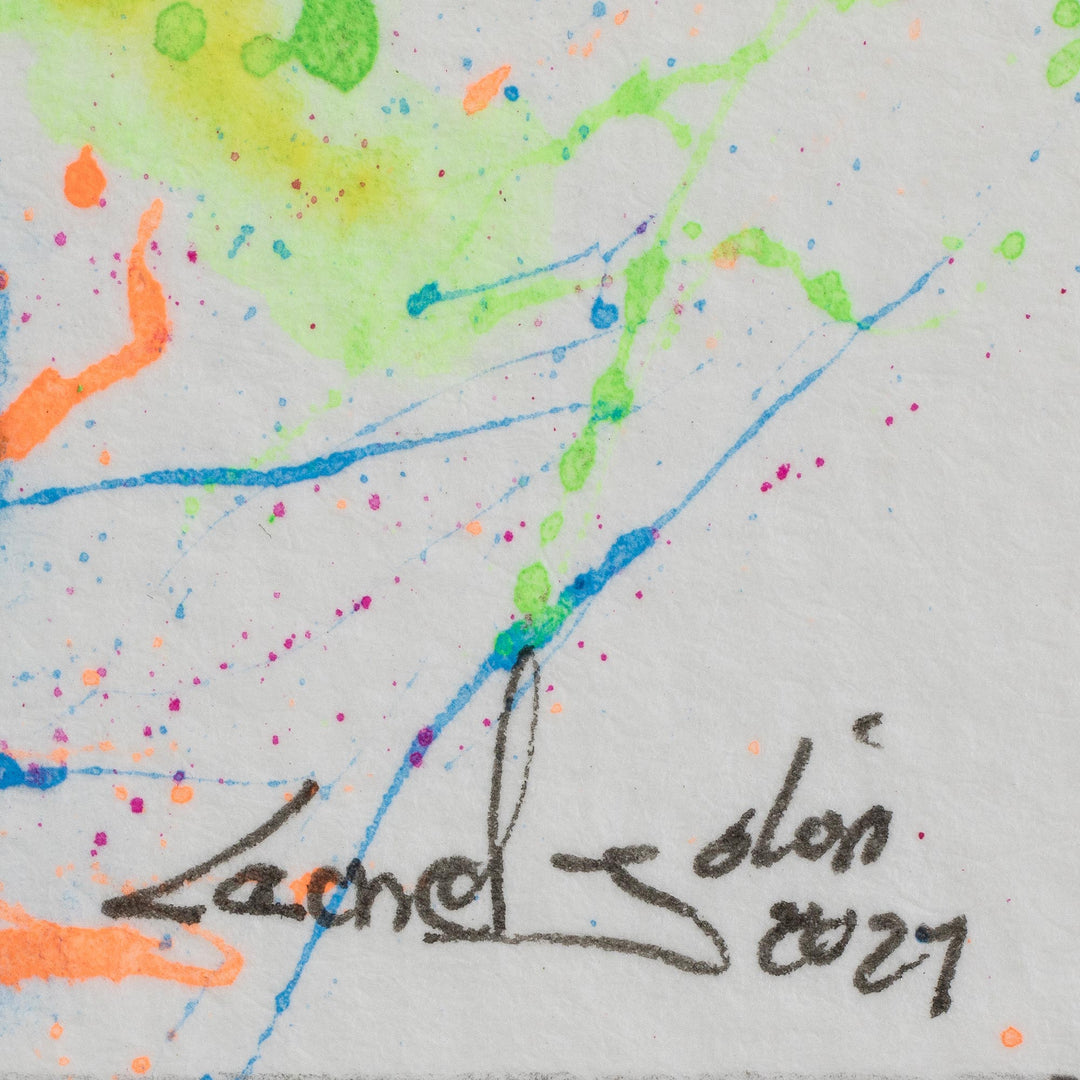 Hummingbird Painting in Watercolor on Paper - Colorful Lights