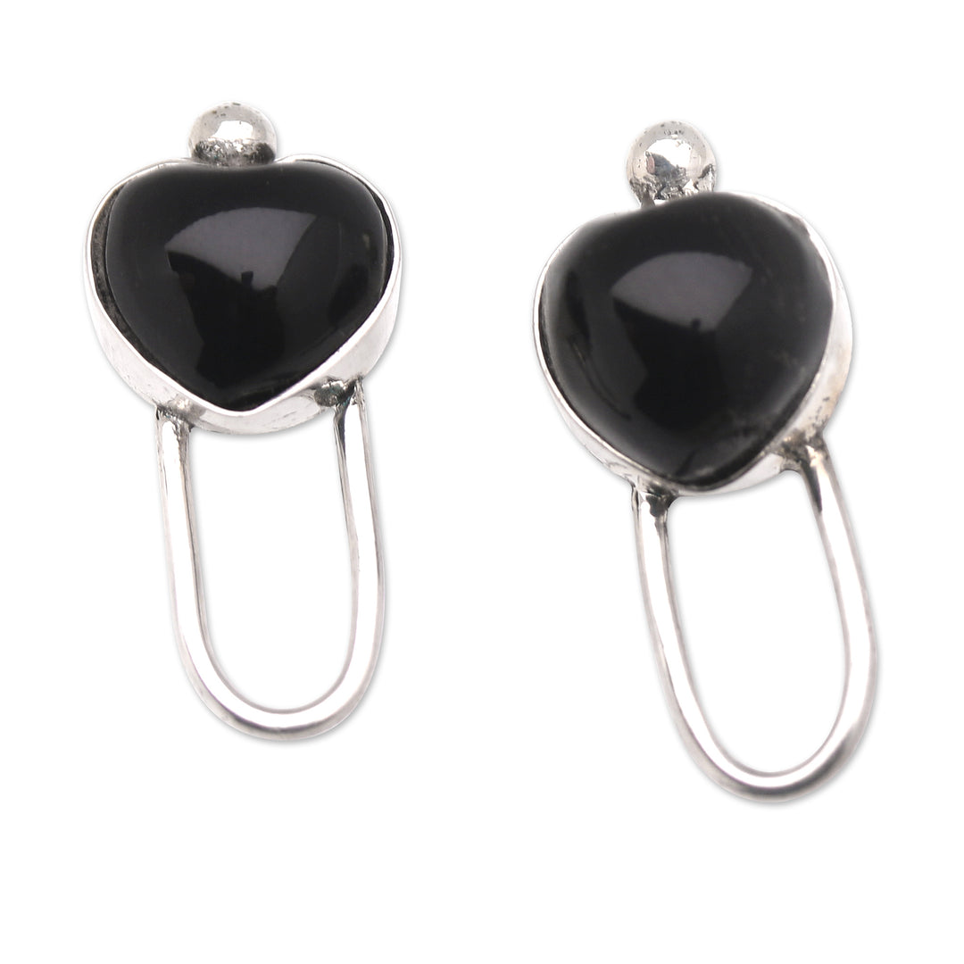 Sterling Silver and Buffalo Horn Heart-Motif Drop Earrings - To Feel Your Love