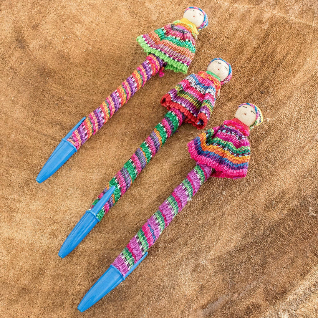 Handmade Worry Doll Pens (Set of 3) - Quitapenas