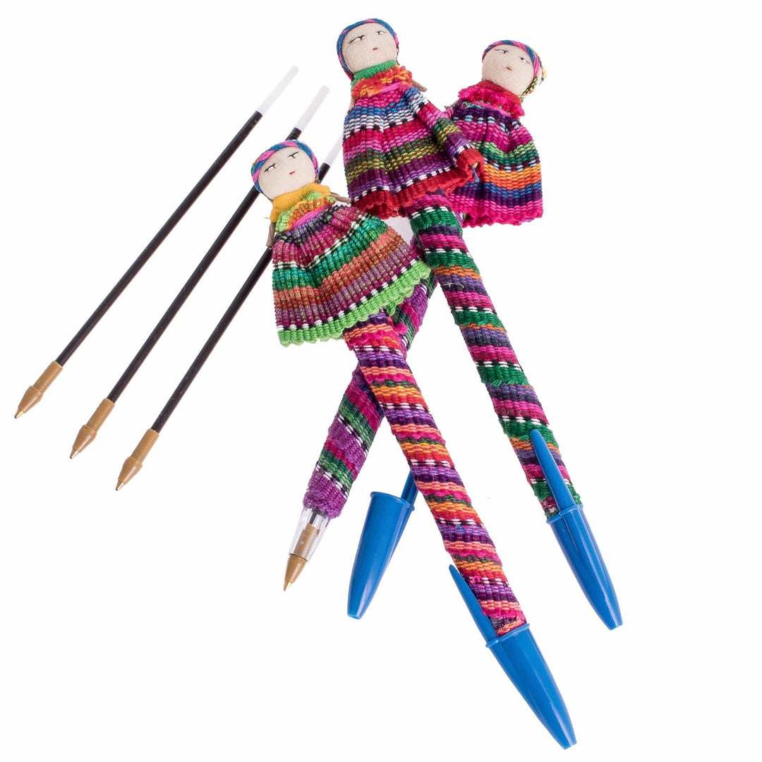 Handmade Worry Doll Pens (Set of 3) - Quitapenas