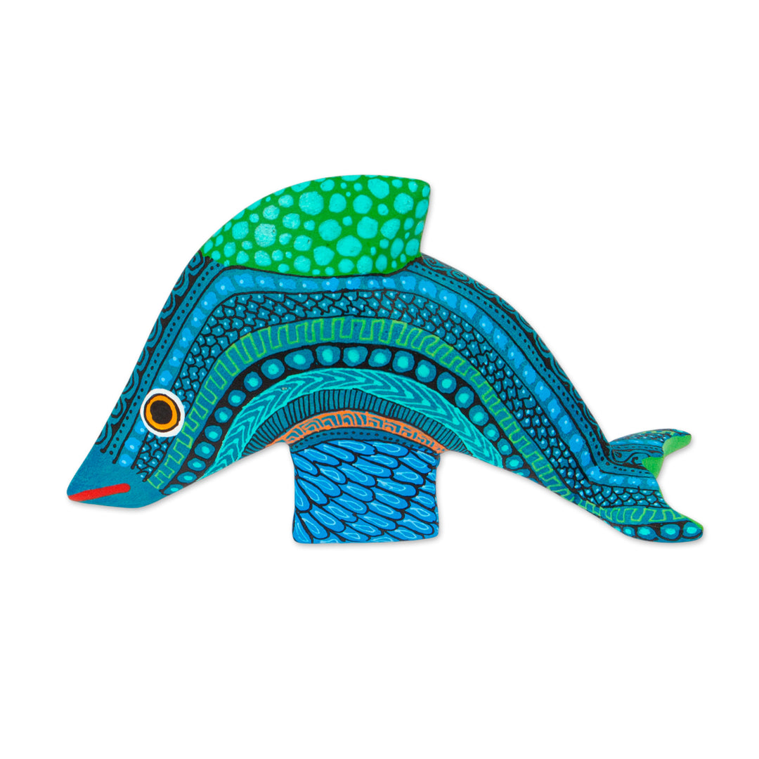 Hand Painted Dolphin Alebrije - Ocean Dolphin