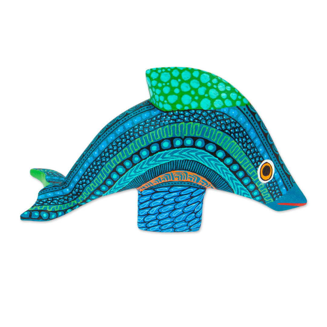 Hand Painted Dolphin Alebrije - Ocean Dolphin