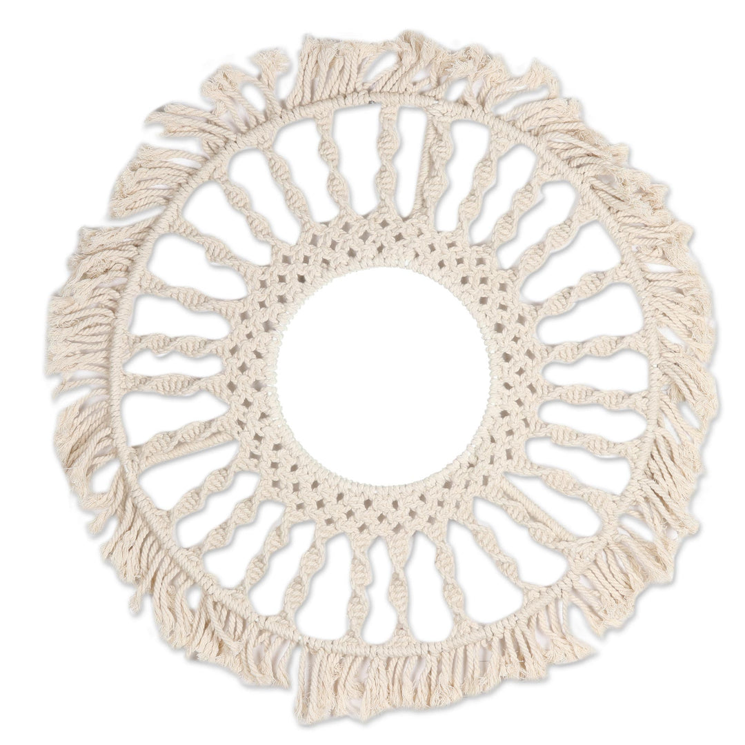 Hand Crafted Cotton Macrame Wall Mirror - Shining Reflection