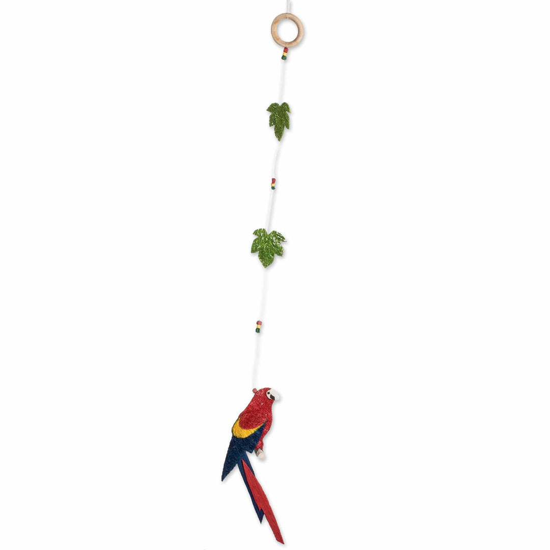 Costa Rican Handmade Natural Fiber Red Macaw Mobile - Scarlet Macaw Habitat