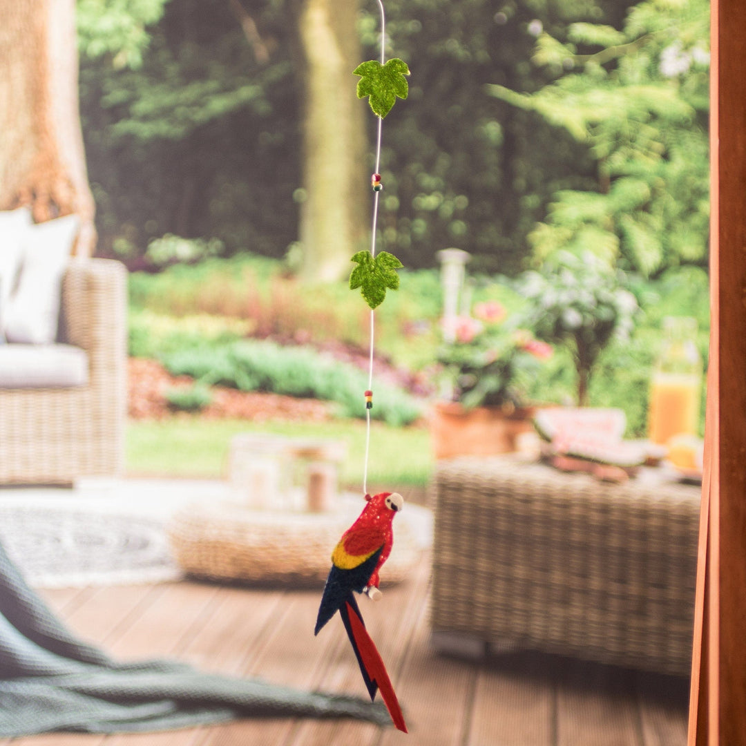 Costa Rican Handmade Natural Fiber Red Macaw Mobile - Scarlet Macaw Habitat