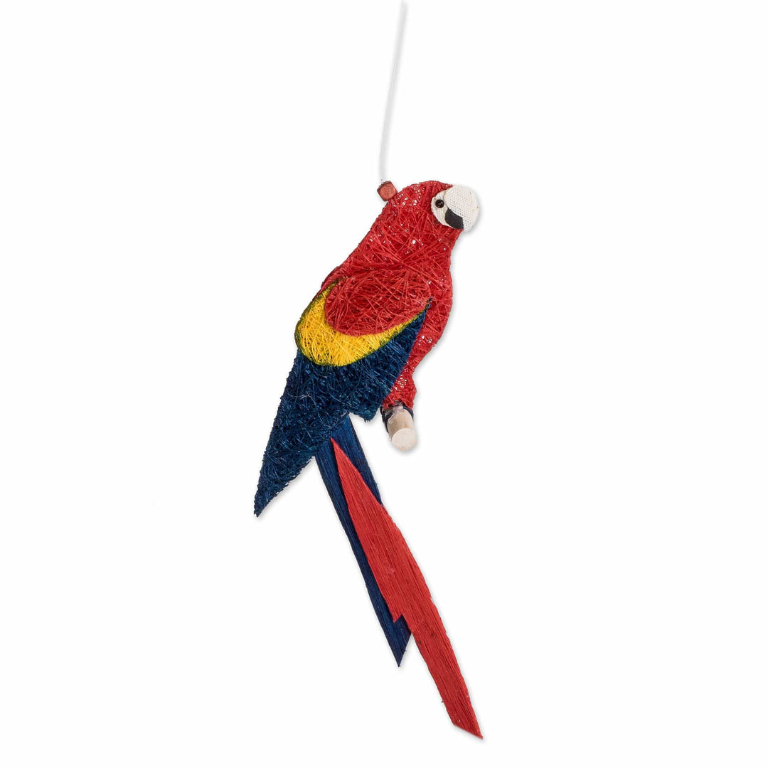 Costa Rican Handmade Natural Fiber Red Macaw Mobile - Scarlet Macaw Habitat