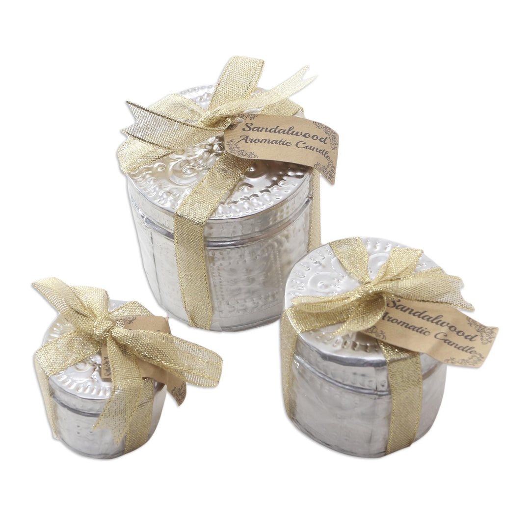 Aluminum Tinned Beeswax Candles from Bali (Set of 3) - Morning Glow