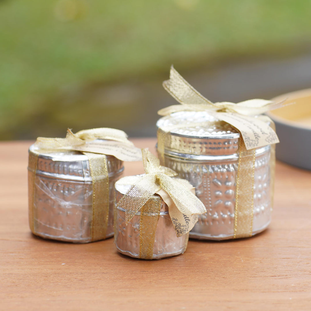 Aluminum Tinned Beeswax Candles from Bali (Set of 3) - Morning Glow