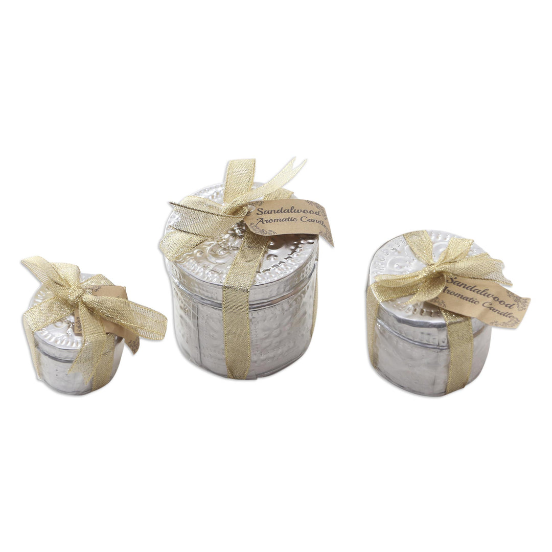 Aluminum Tinned Beeswax Candles from Bali (Set of 3) - Morning Glow