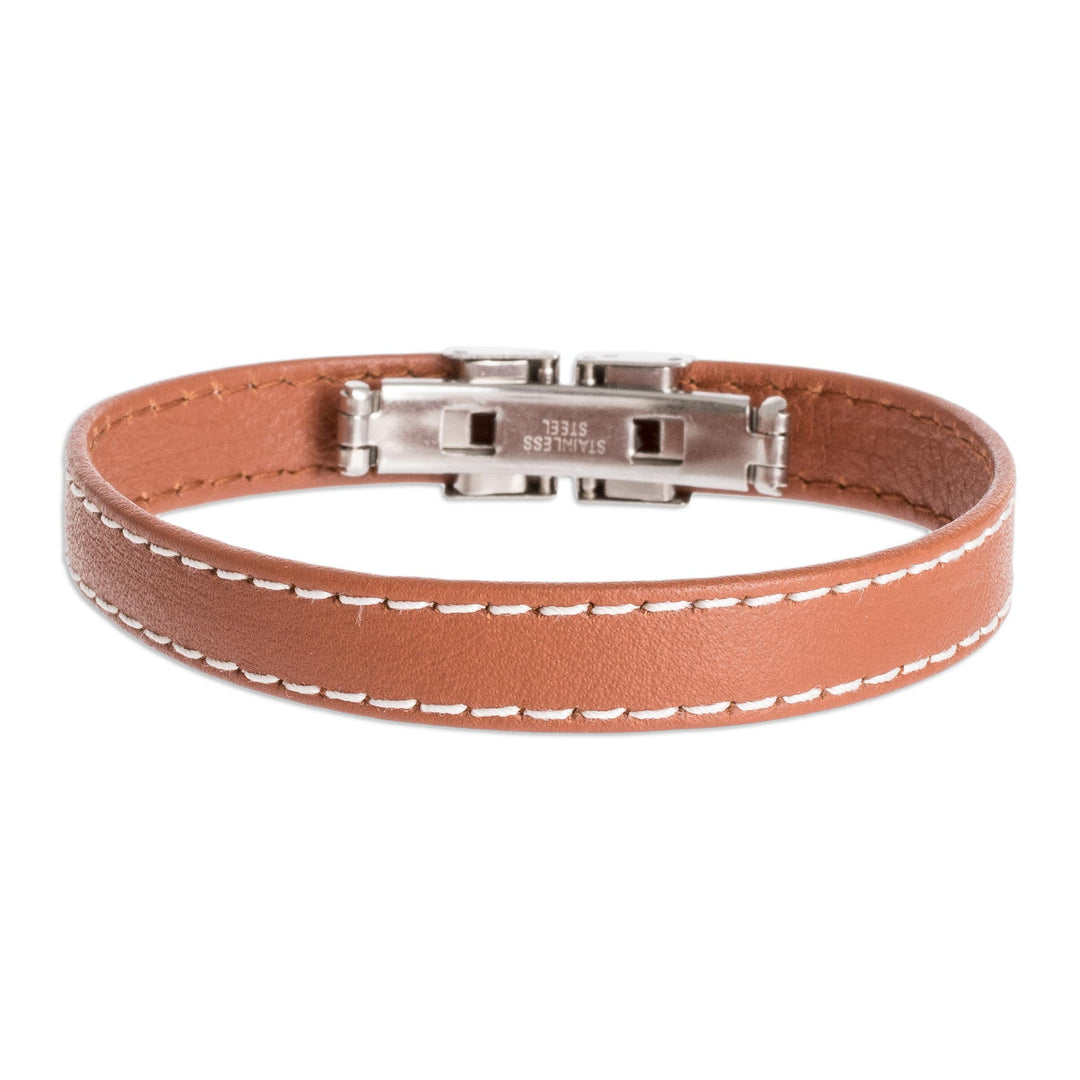 Handmade Faux Leather Bracelet in Tan - Attraction in Tan