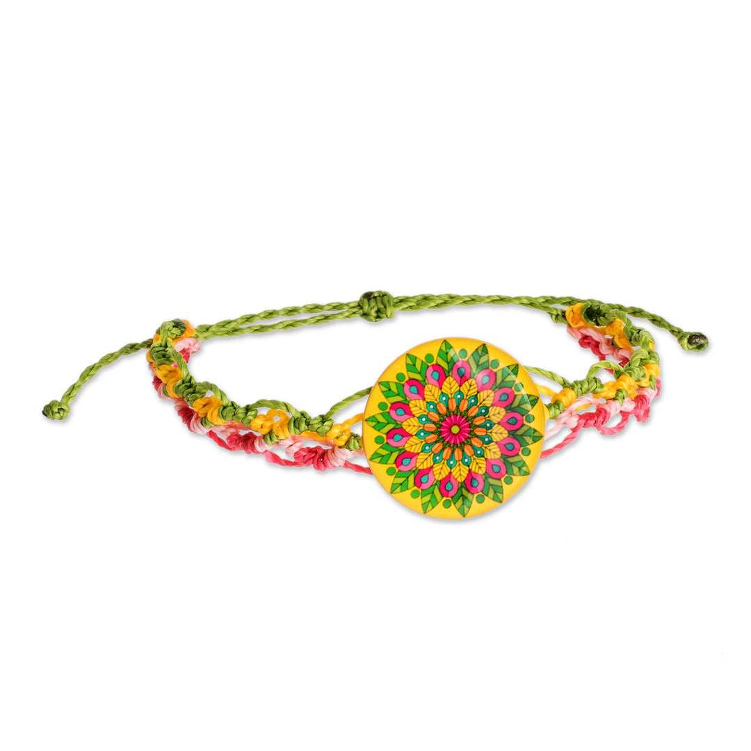 Handmade Macrame Pendant Bracelet - Spring Mandala