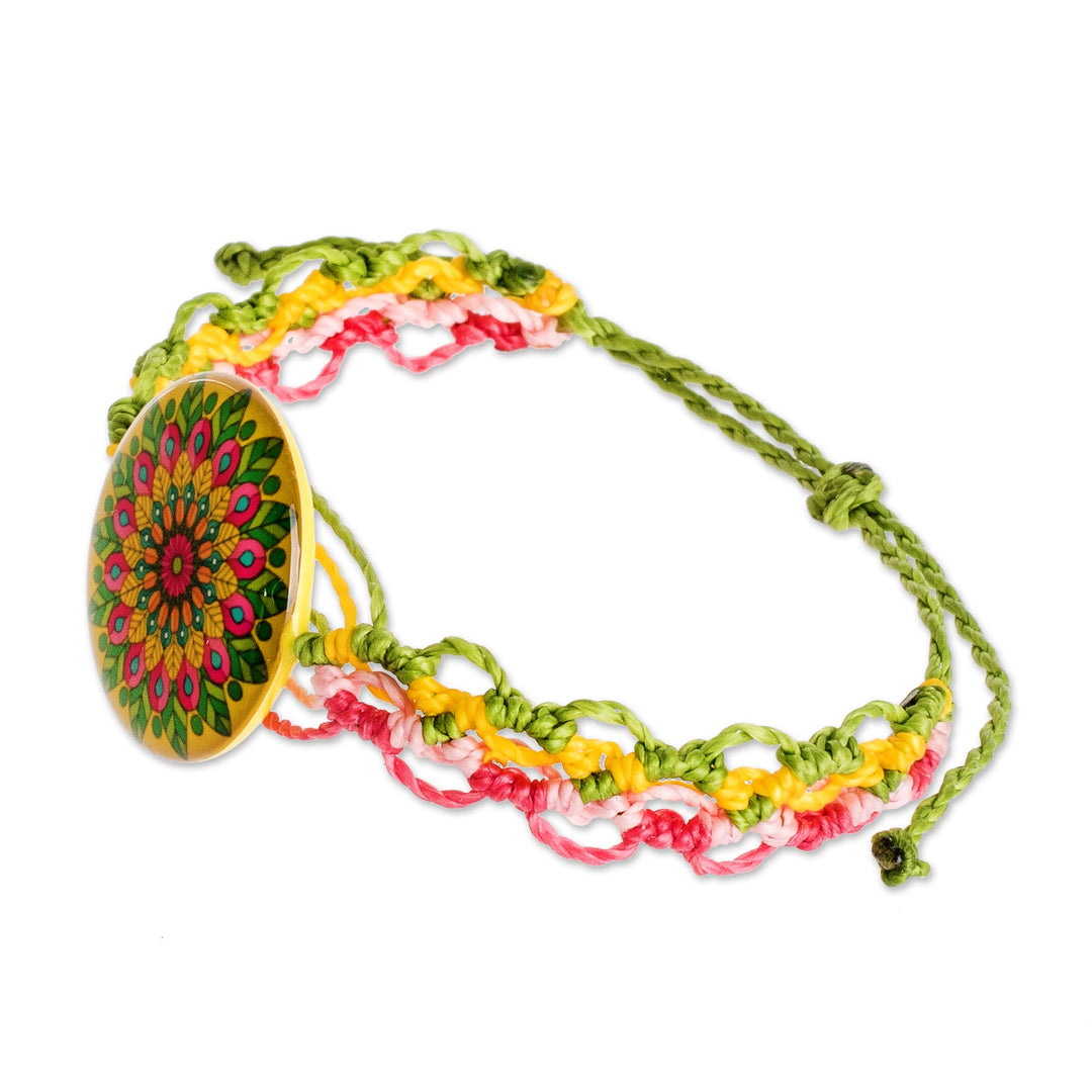 Handmade Macrame Pendant Bracelet - Spring Mandala