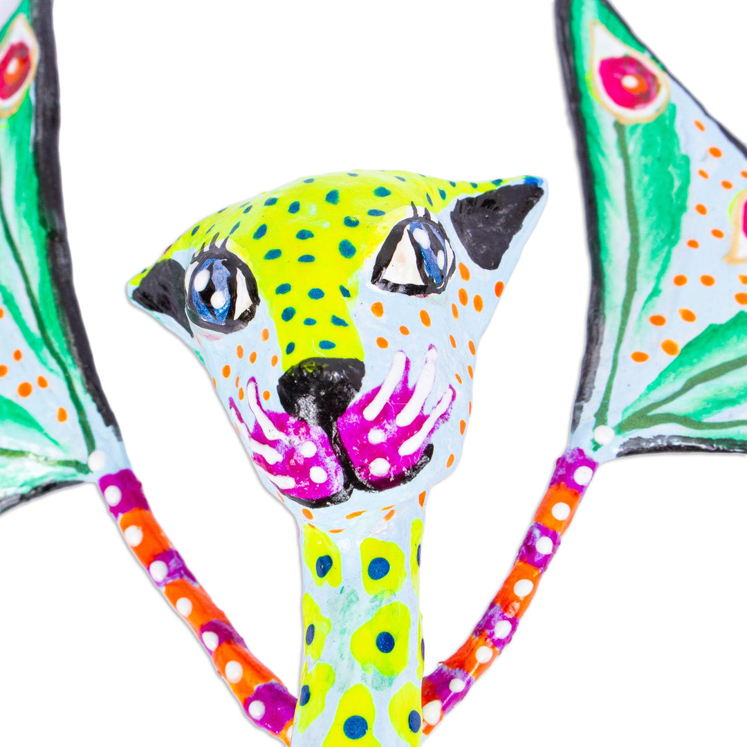 Handmade Papier Mache Cat Alebrije - Fanciful Cat