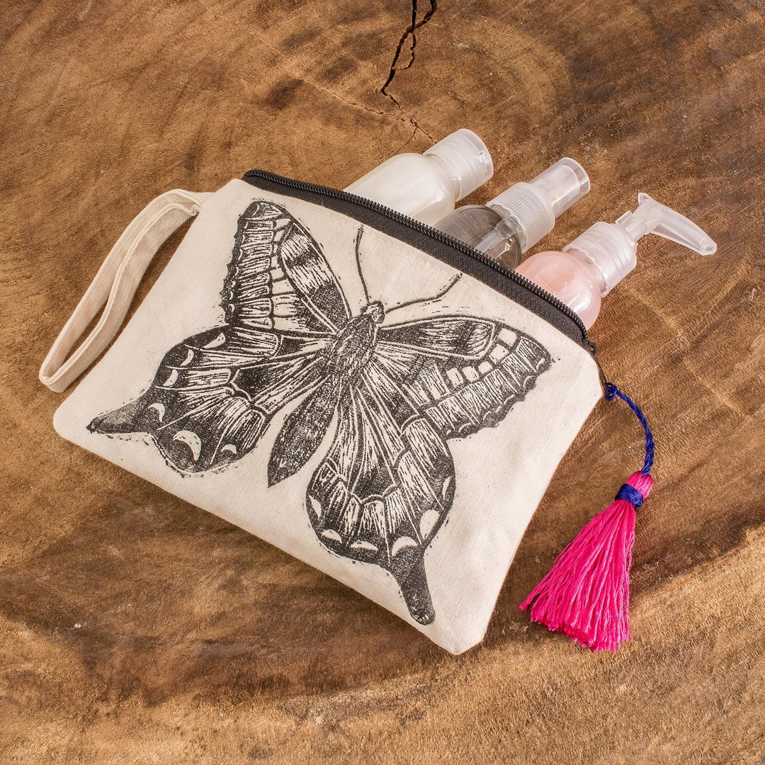 Block Print Cosmetic Bag - Monarch