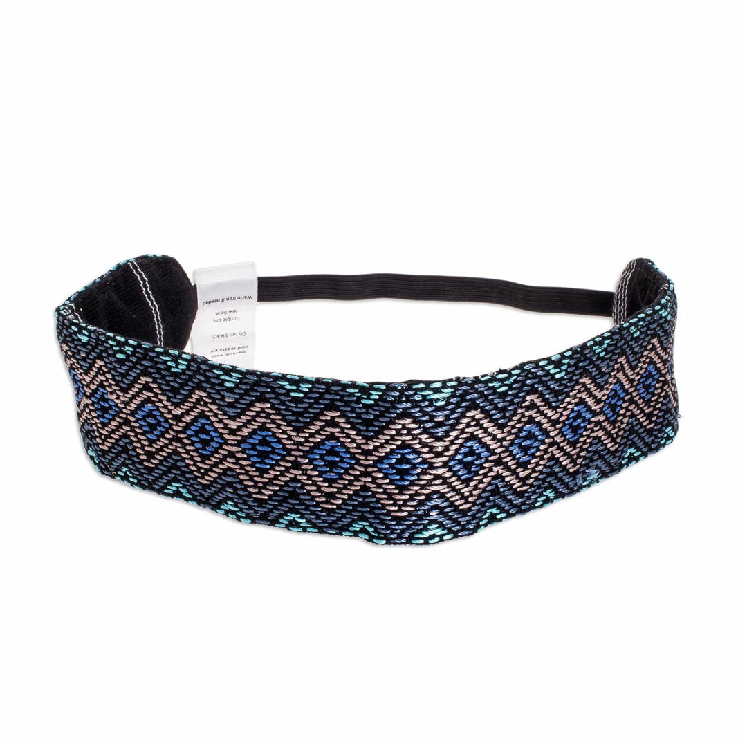 Hand Loomed Cotton Diamond Patterned Headband Guatemala - To The Heavens