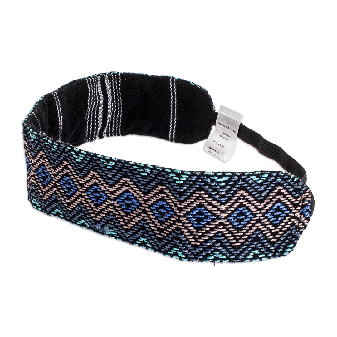 Hand Loomed Cotton Diamond Patterned Headband Guatemala - To The Heavens