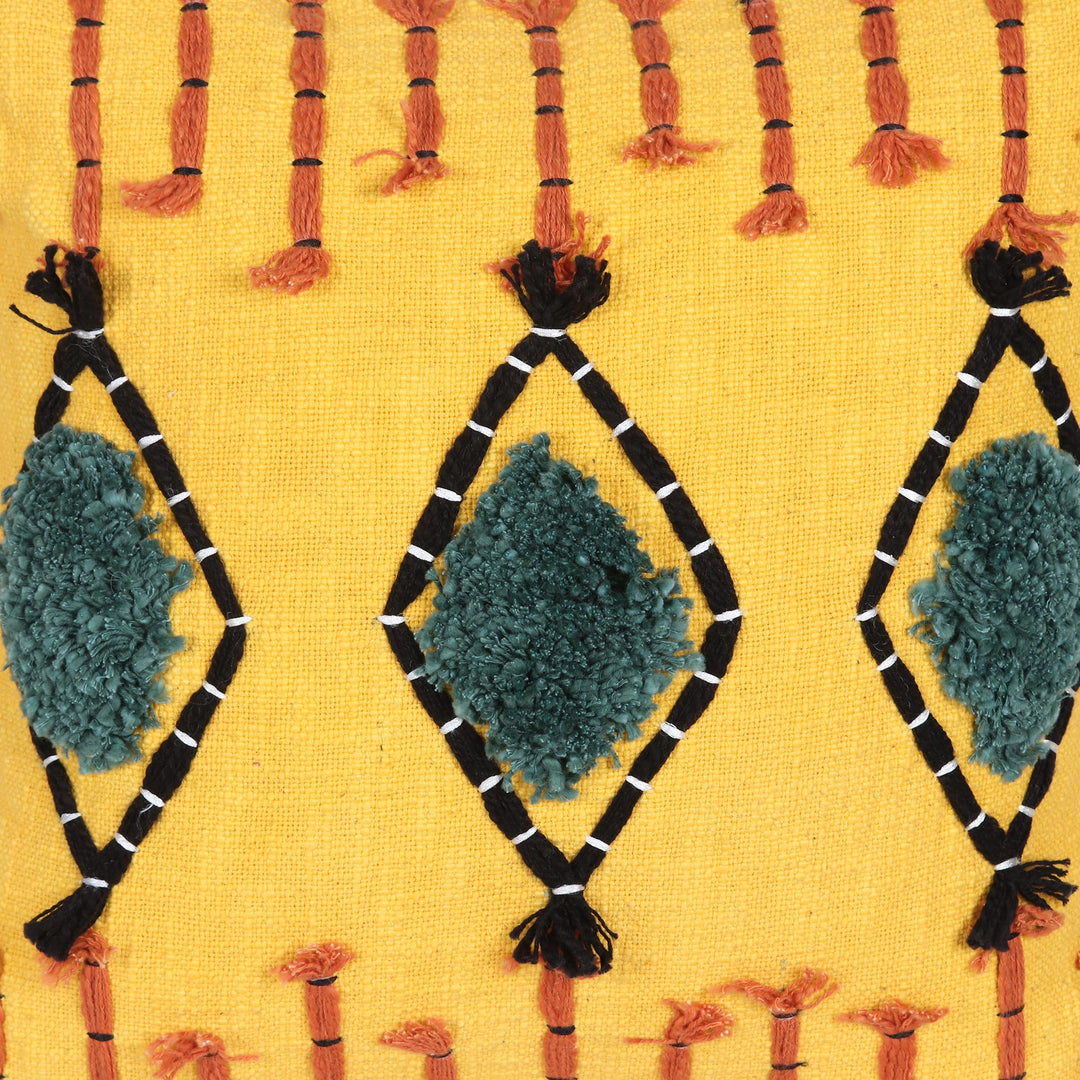 Cotton Cushion Covers with Tufted Embroidery (Pair) - Diamond Mine