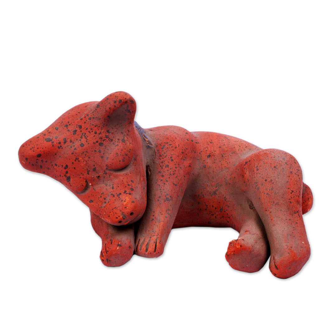 Mexico Archaeology Signed Handcrafted Ceramic Dog Sculpture - Tlachichi Puppy