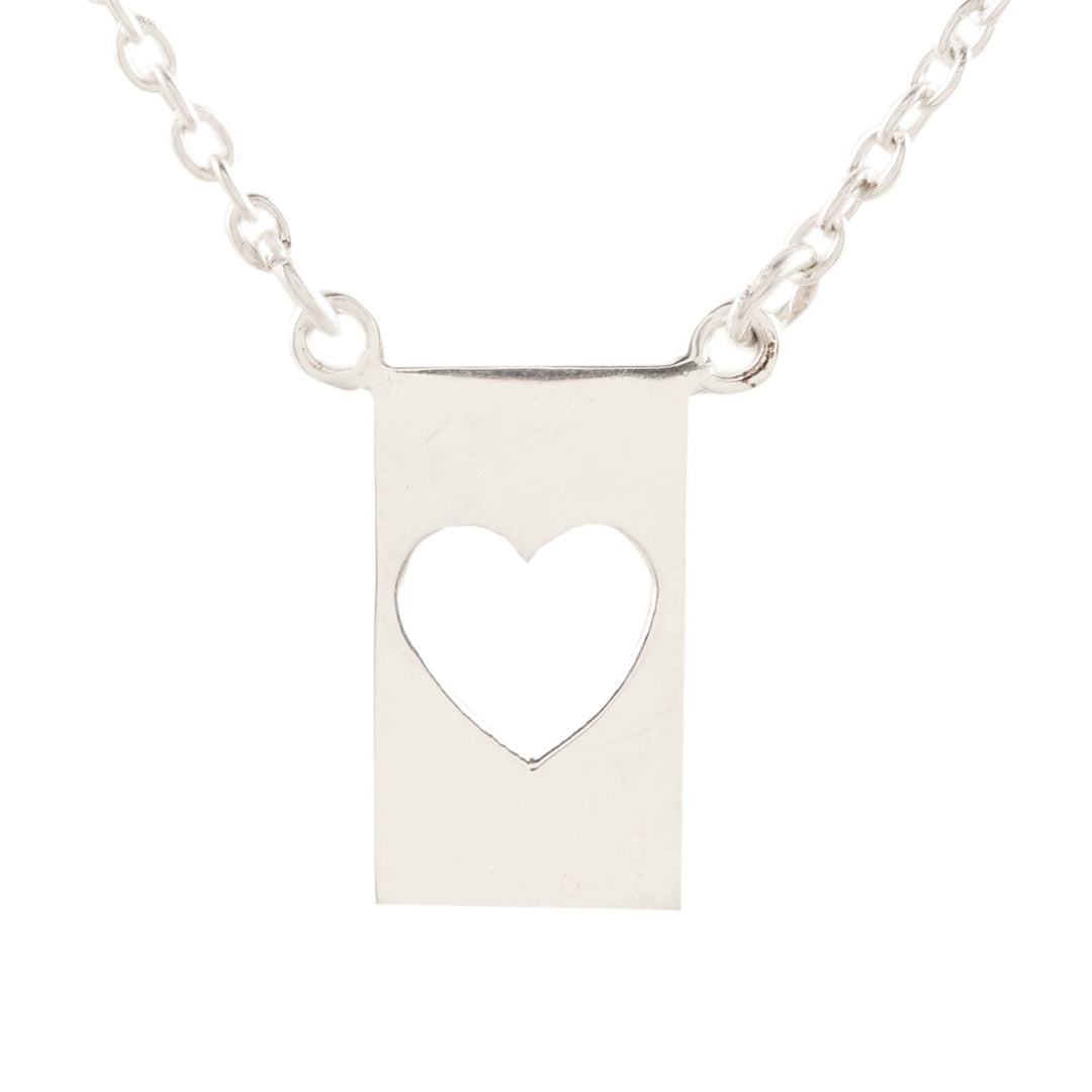 Sterling Silver Heart-Motif Pendant Necklace - Framed in Love