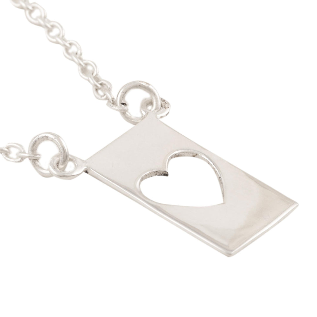 Sterling Silver Heart-Motif Pendant Necklace - Framed in Love