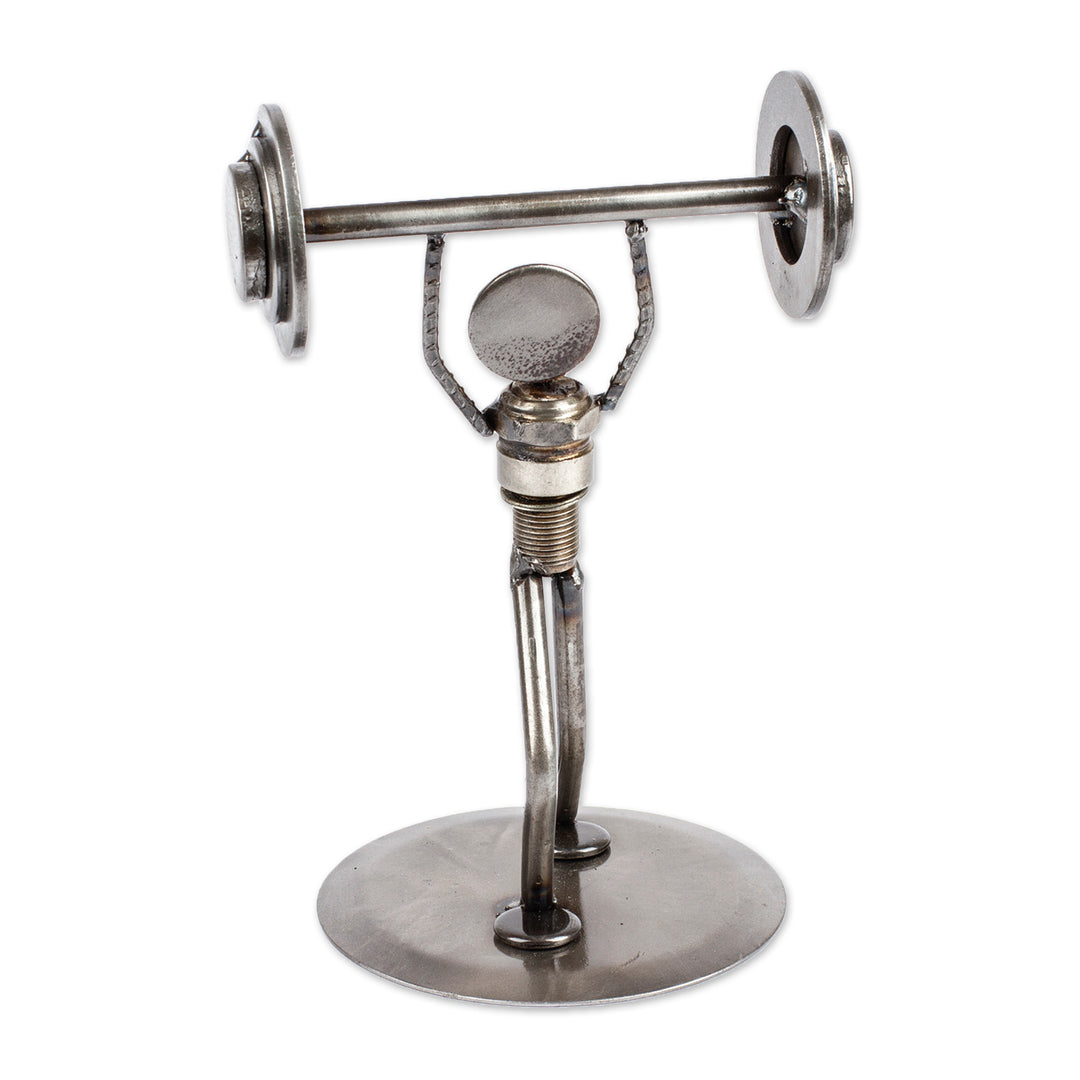 Weightlifter Recycled Metal Sculpture - Strength