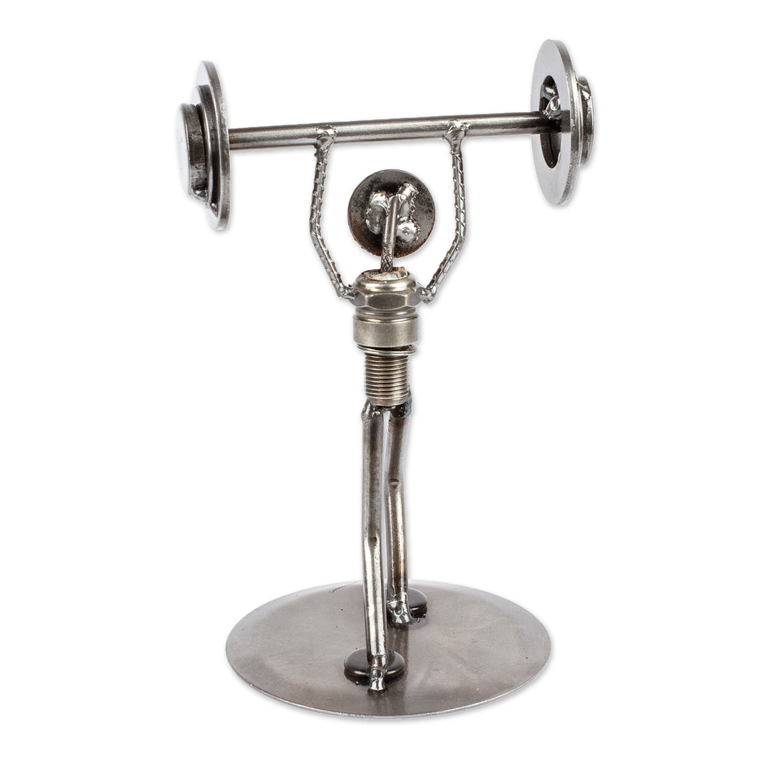 Weightlifter Recycled Metal Sculpture - Strength