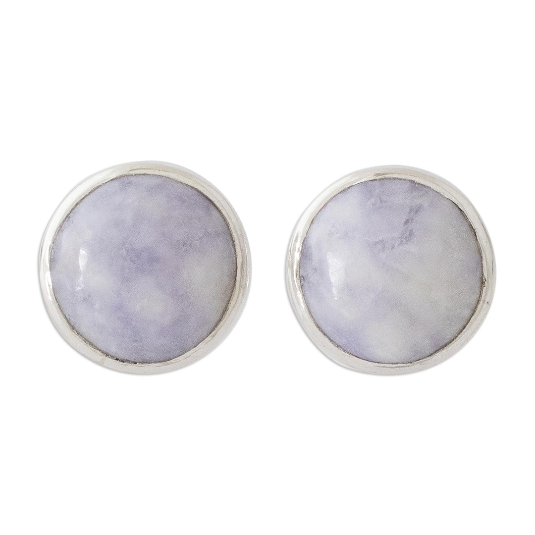 Round Lilac Jade Earrings - Memorable Moon in Lilac