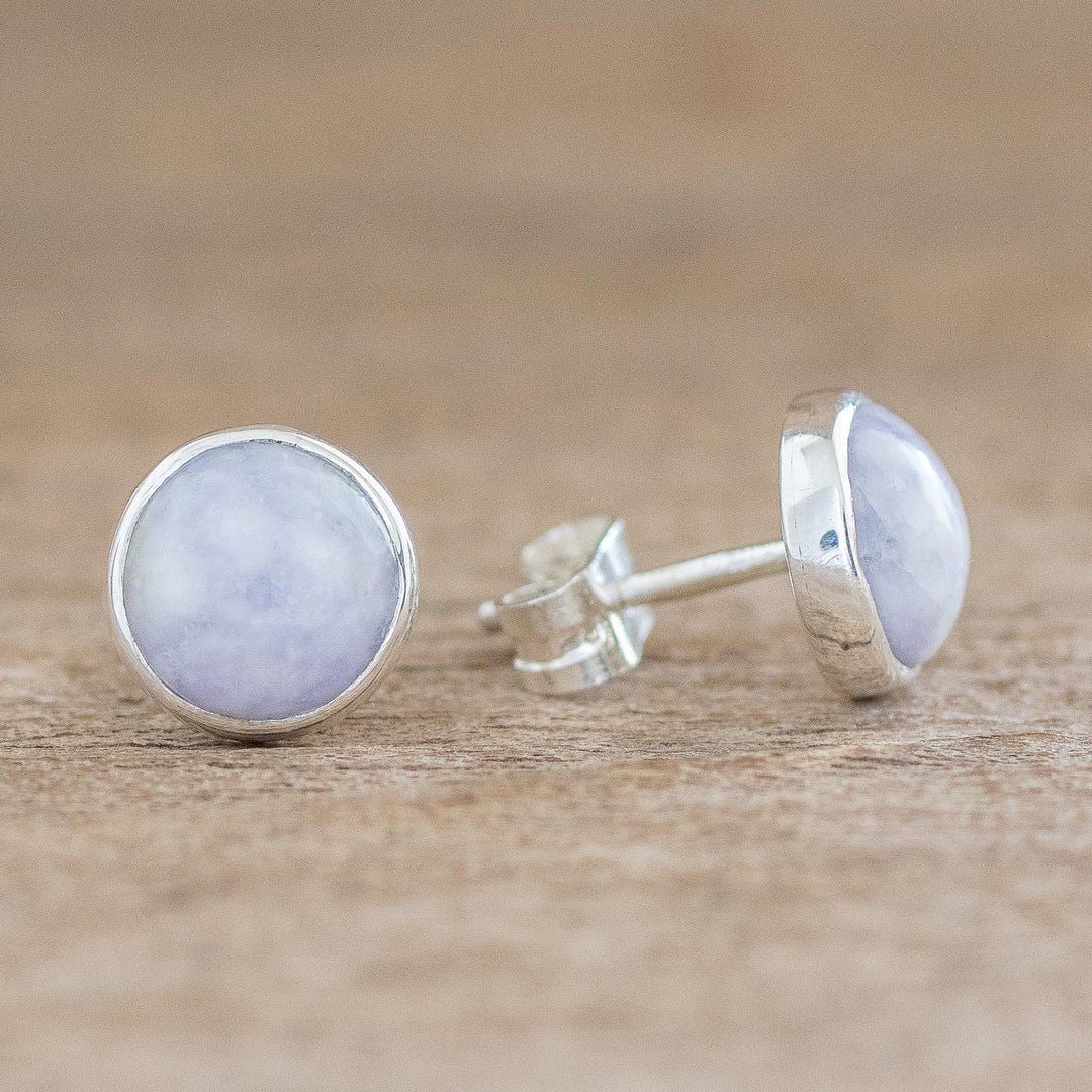 Round Lilac Jade Earrings - Memorable Moon in Lilac