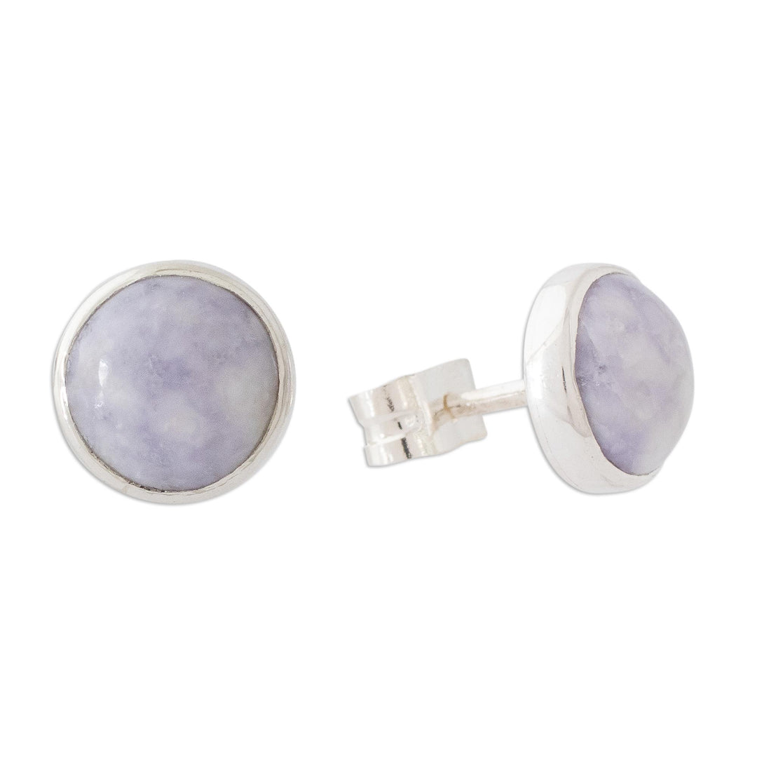 Round Lilac Jade Earrings - Memorable Moon in Lilac