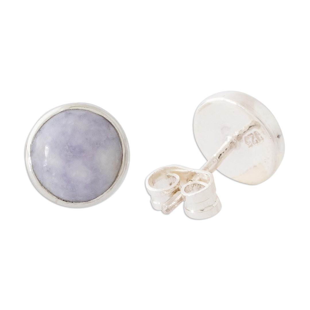 Round Lilac Jade Earrings - Memorable Moon in Lilac
