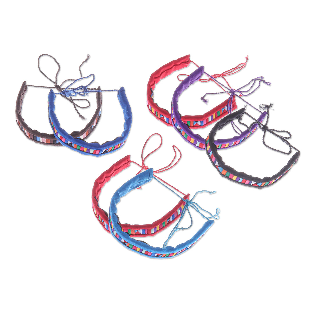 Cotton Blend Geometric Wristband Bracelets (Set of 7) - Tribal Friendship