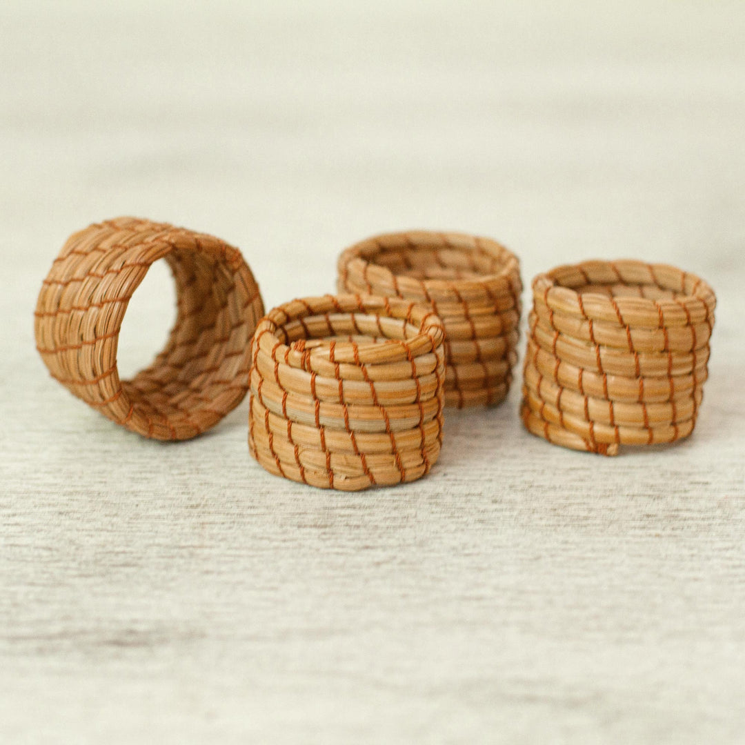Handwoven Pine Needle Napkin Rings (Set of 4) - Taste of Home