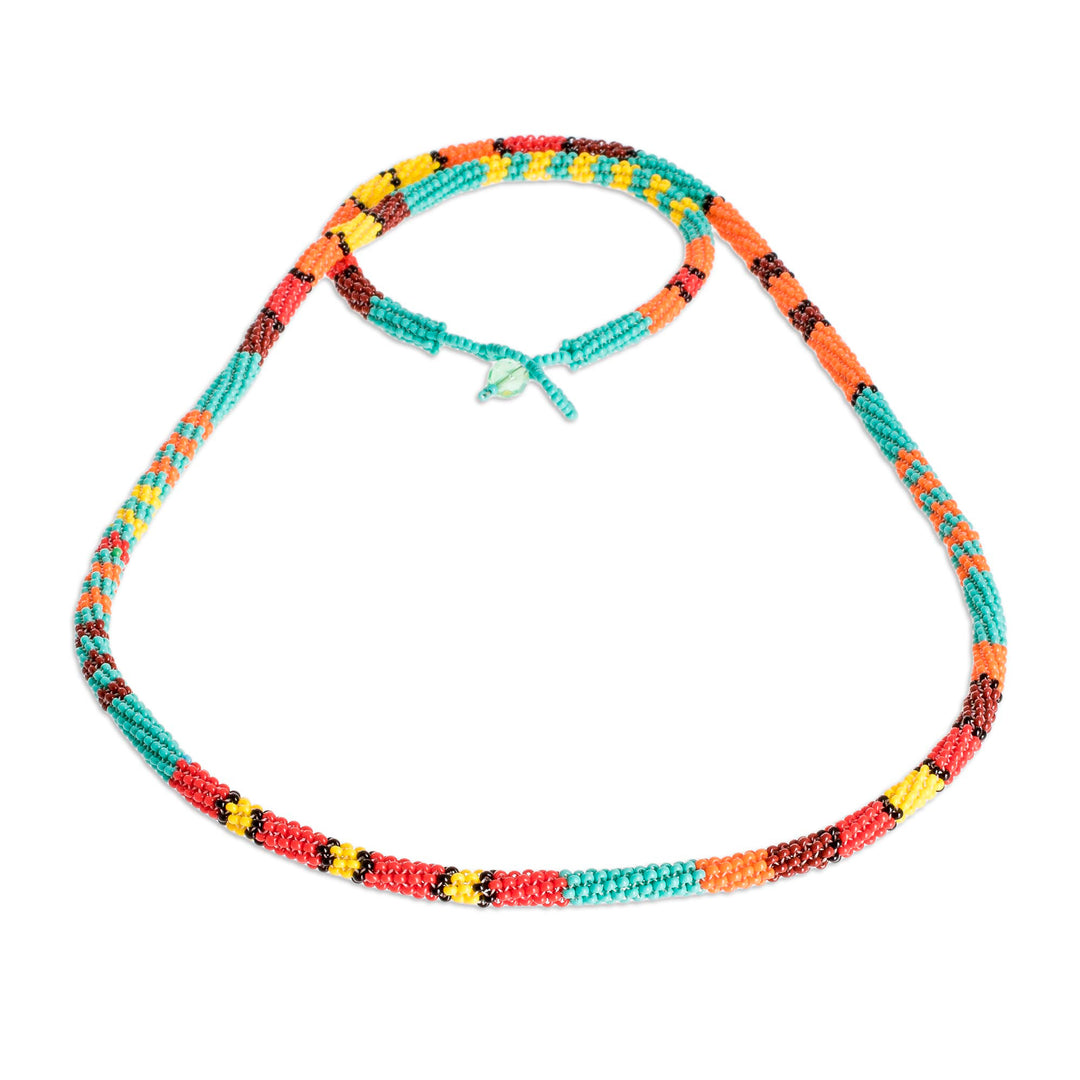Multicolored Beaded Strand Necklace - Colorful Strokes