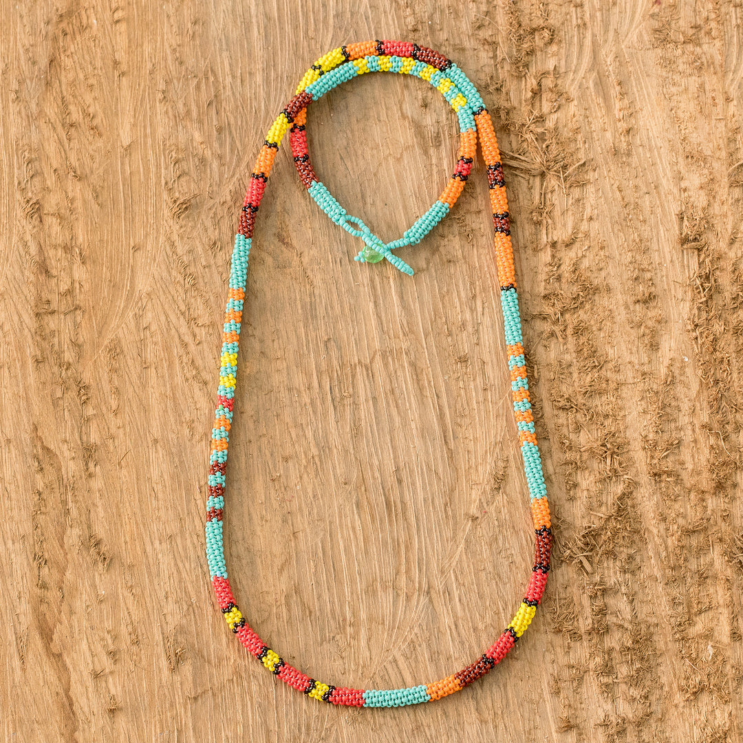Multicolored Beaded Strand Necklace - Colorful Strokes