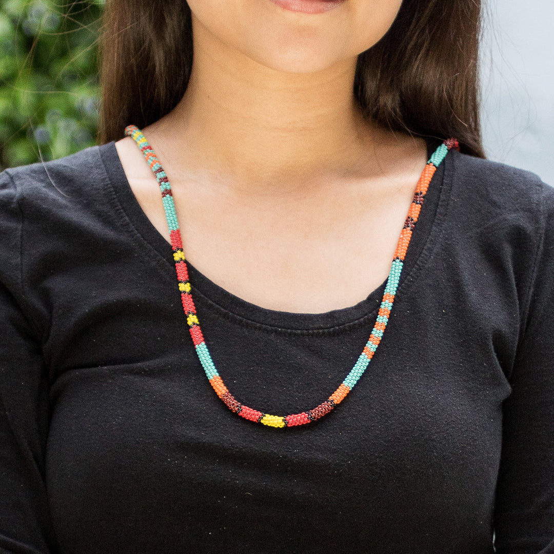 Multicolored Beaded Strand Necklace - Colorful Strokes