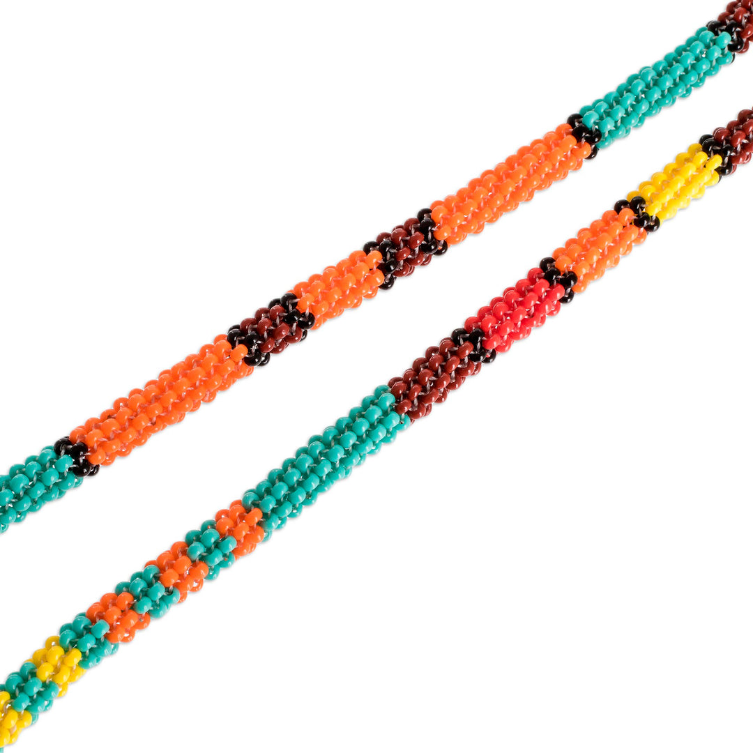 Multicolored Beaded Strand Necklace - Colorful Strokes