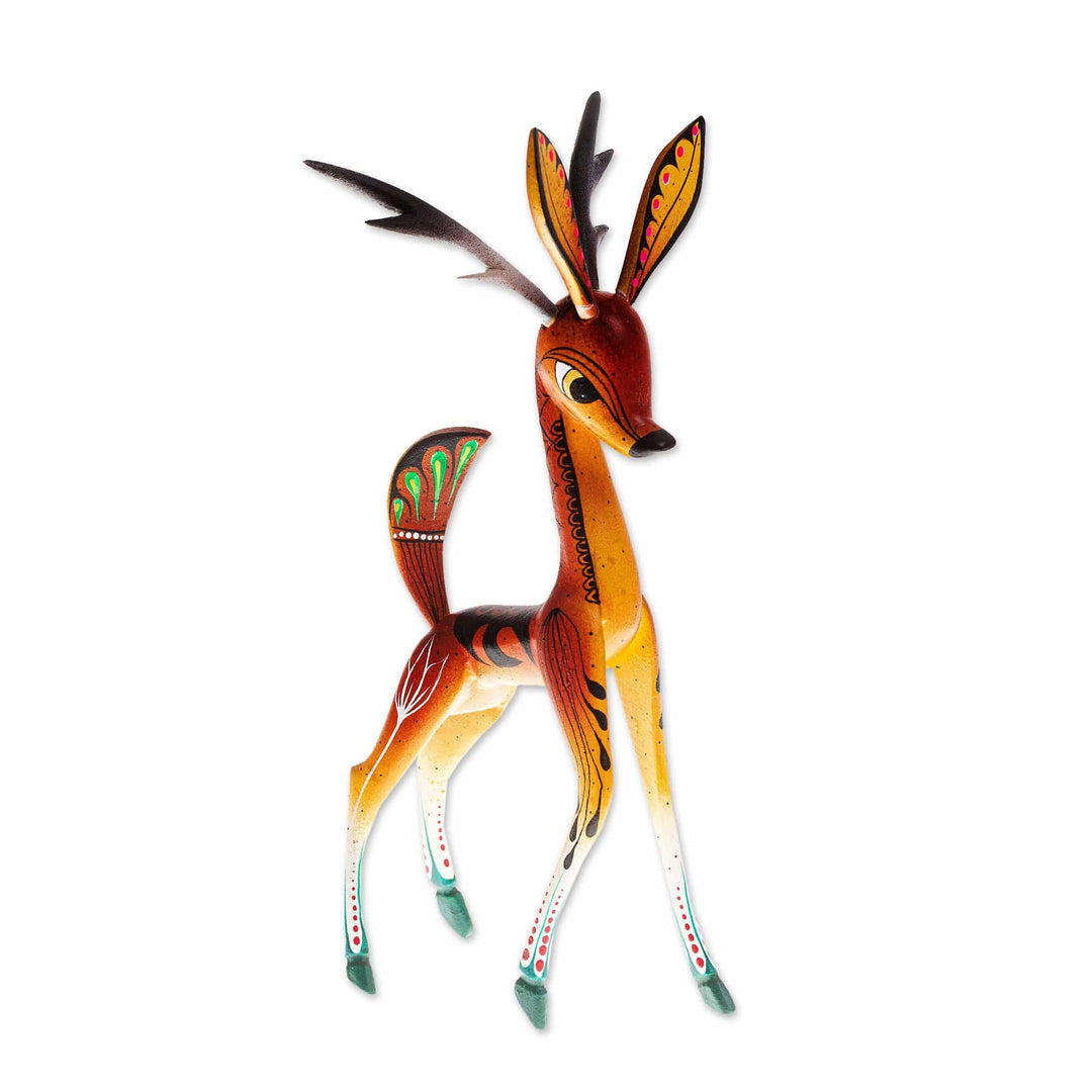 Wood Deer Alebrije From San Martin Tilcajete Oaxaca - Running Grace