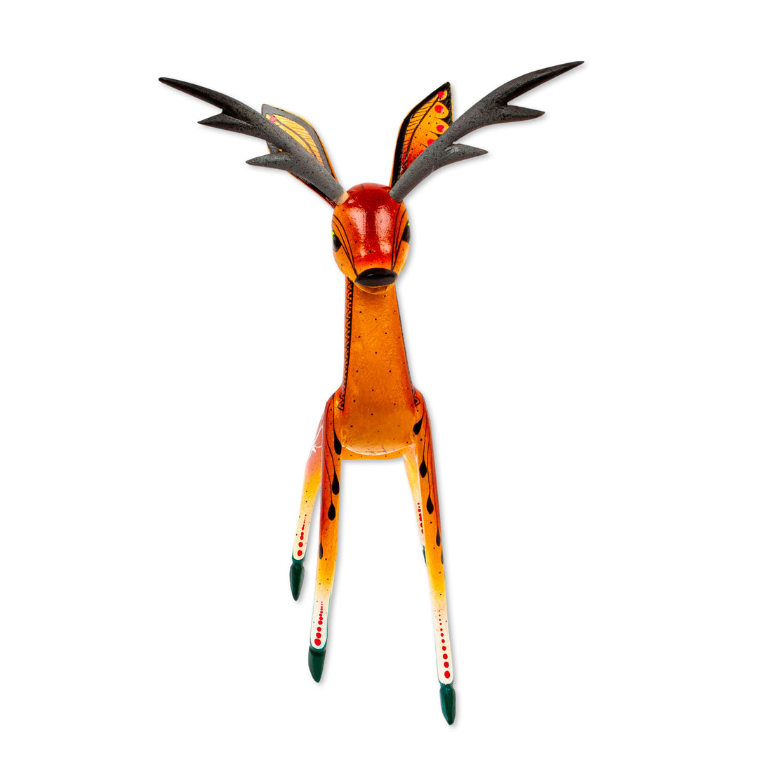 Wood Deer Alebrije From San Martin Tilcajete Oaxaca - Running Grace