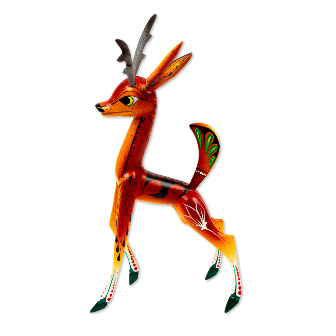 Wood Deer Alebrije From San Martin Tilcajete Oaxaca - Running Grace