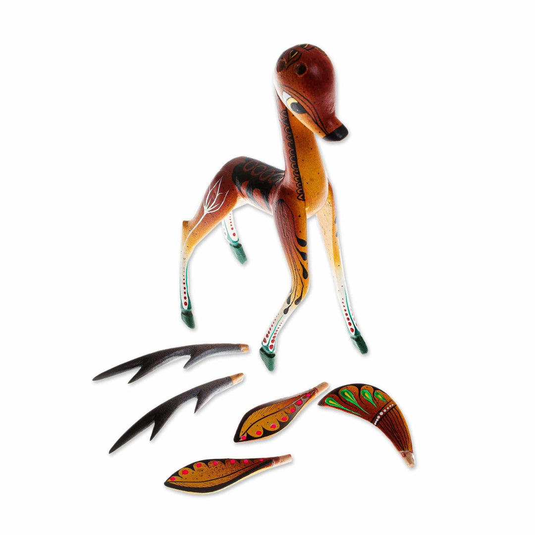 Wood Deer Alebrije From San Martin Tilcajete Oaxaca - Running Grace