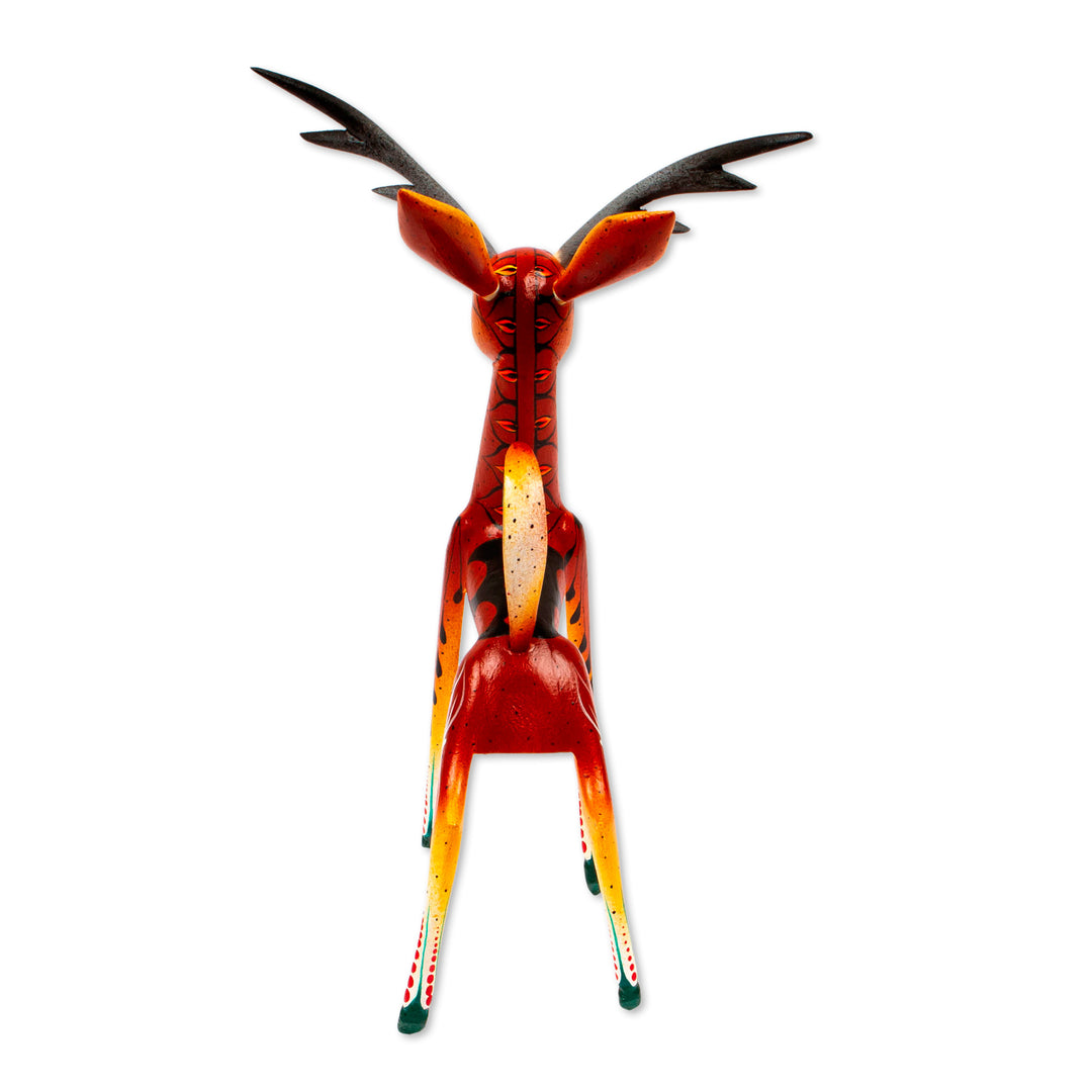 Wood Deer Alebrije From San Martin Tilcajete Oaxaca - Running Grace