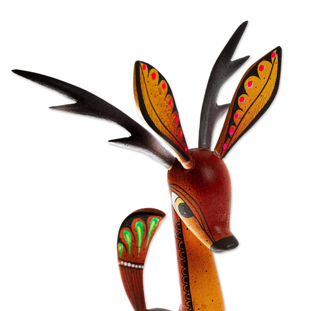 Wood Deer Alebrije From San Martin Tilcajete Oaxaca - Running Grace