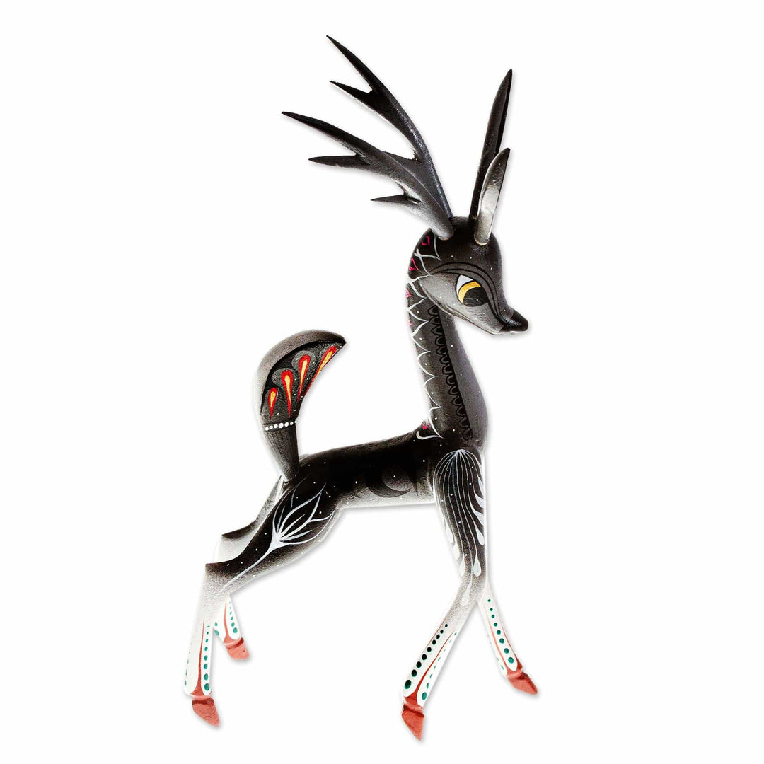Handcrafted Grey Deer Alebrije Sculpture - Dainty Deer in Grey